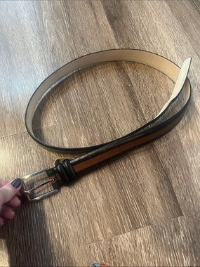 Donald J Trump Men's Two-Tone Black and Brown Leather Belt